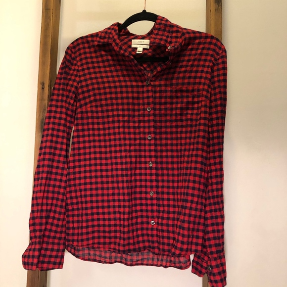 j.crew classic fit boy shirt in crinkle gingham - Picture 1 of 3
